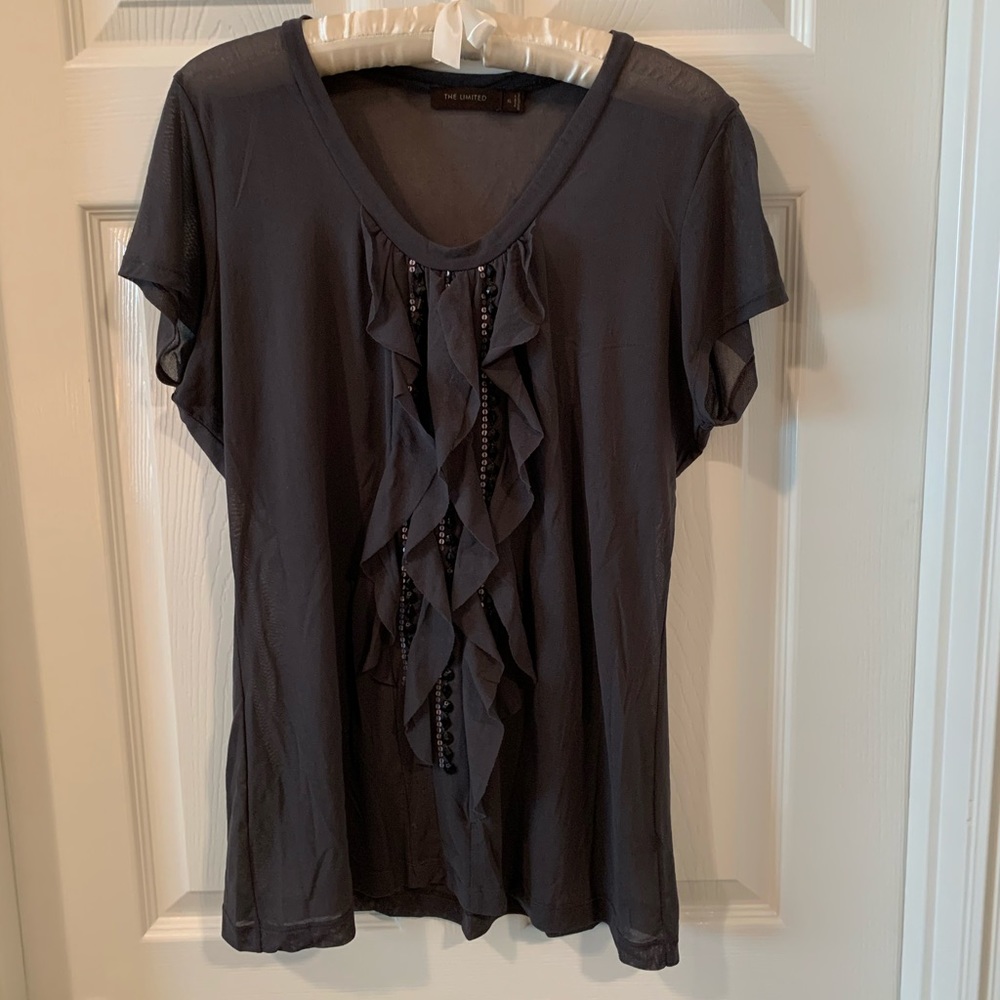 The Limited sheer short sleeved top with beading
